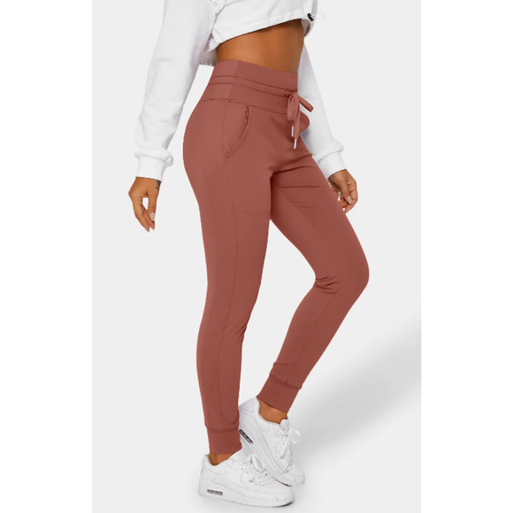 HALARA Softlyzero High Waisted Drawstring Side Pocket Terracotta Joggers Sz S - Picture 1 of 9